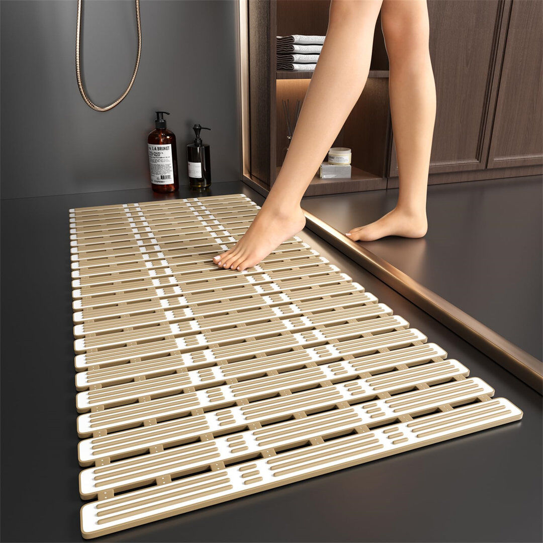 Belfry Bathroom Grainger Plastic / Acrylic Non-Slip Shower mat Brown 90cm W