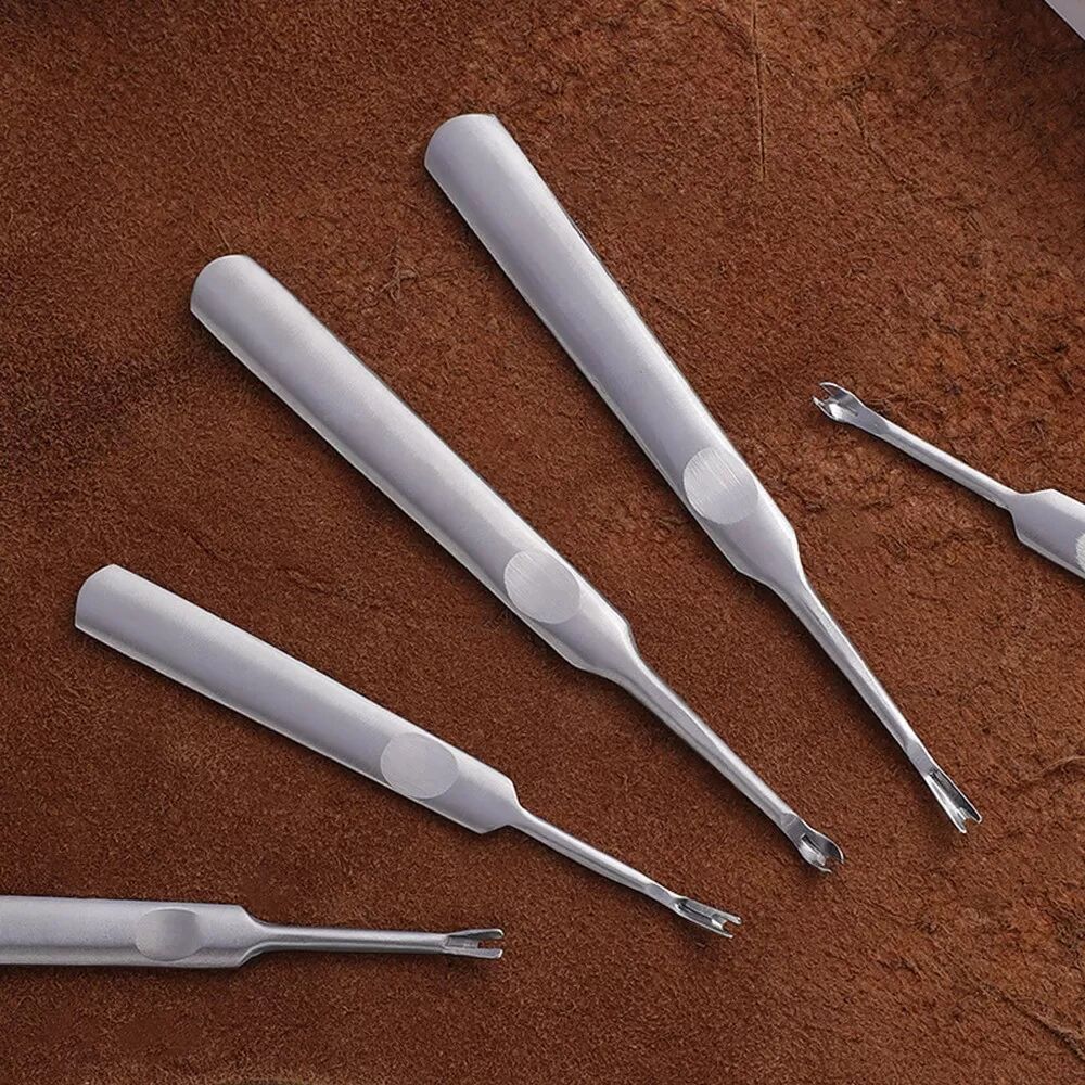 INF 5-teiliges Edelstahl Leder Rillenwerkzeug Set - Kantenhobel Schärfwerkzeug DIY