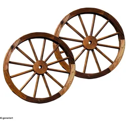 HTI-Living, Aussendekoration, Holzrad 2er Set Rustikal