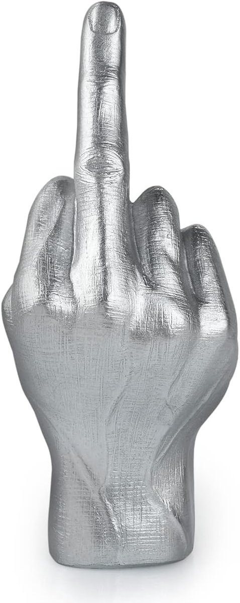 SnelShoppen Grappig Middenvinger Standbeeld 20 cm - Uniek Resin Beeldje voor Desk Decoratie