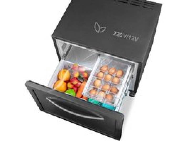 Réfrigérateur à Tiroir-50L-12V/220V-Mini Frigo Encastrable-LED-Peut être utilisé indépendamment ou intégré.