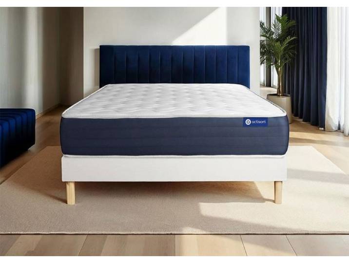 Ensemble Matelas Sommier 160x190 cm - Actiflex Sleep - Sommier Kit Blanc