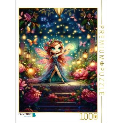 CALVENDO Puzzle Eine kleine Fee spielt mit Glühwürmchen und Schmetterlingen | 1000 Teile Lege-Größe 64x48cm Foto-Puzzle für glückliche Stunden,