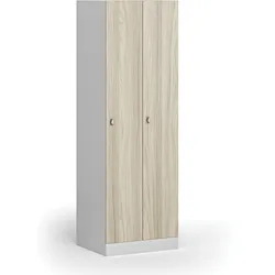 Metallspind S1, 2 Abteile, 1850 x 600 x 500 mm, zerlegt, Drehverschluss, laminierte Tür, Eiche natur
