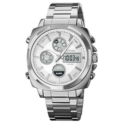 SKMEI Herren Vollstahl LED Elektronik Uhr Luxus Dual Zeit Chronograph Digitaluhr Sport Wasserdichte Armbanduhr
