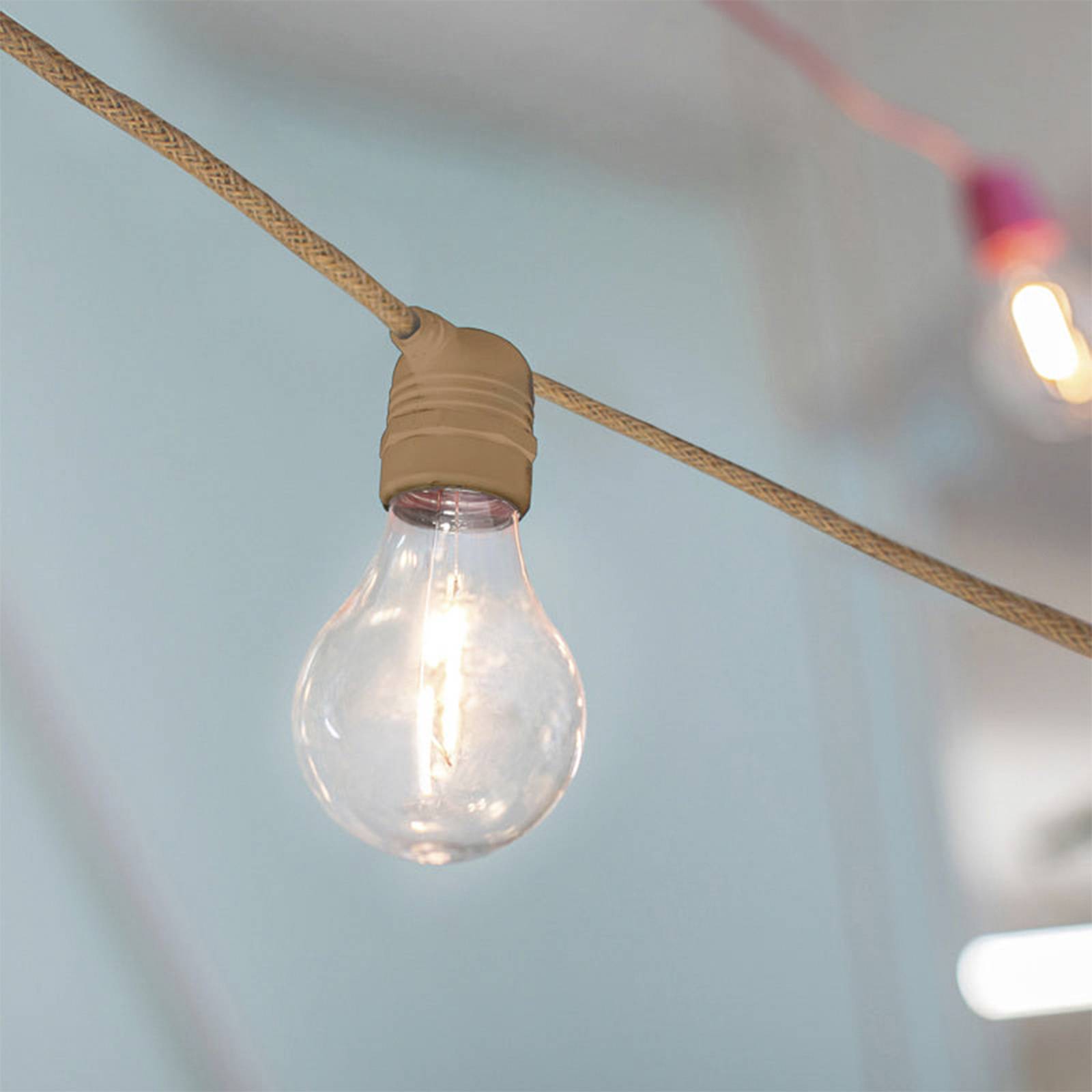 Newgarden Allegra LED-Lichterkette mit Jutekabel, braun / rost, Kunststoff