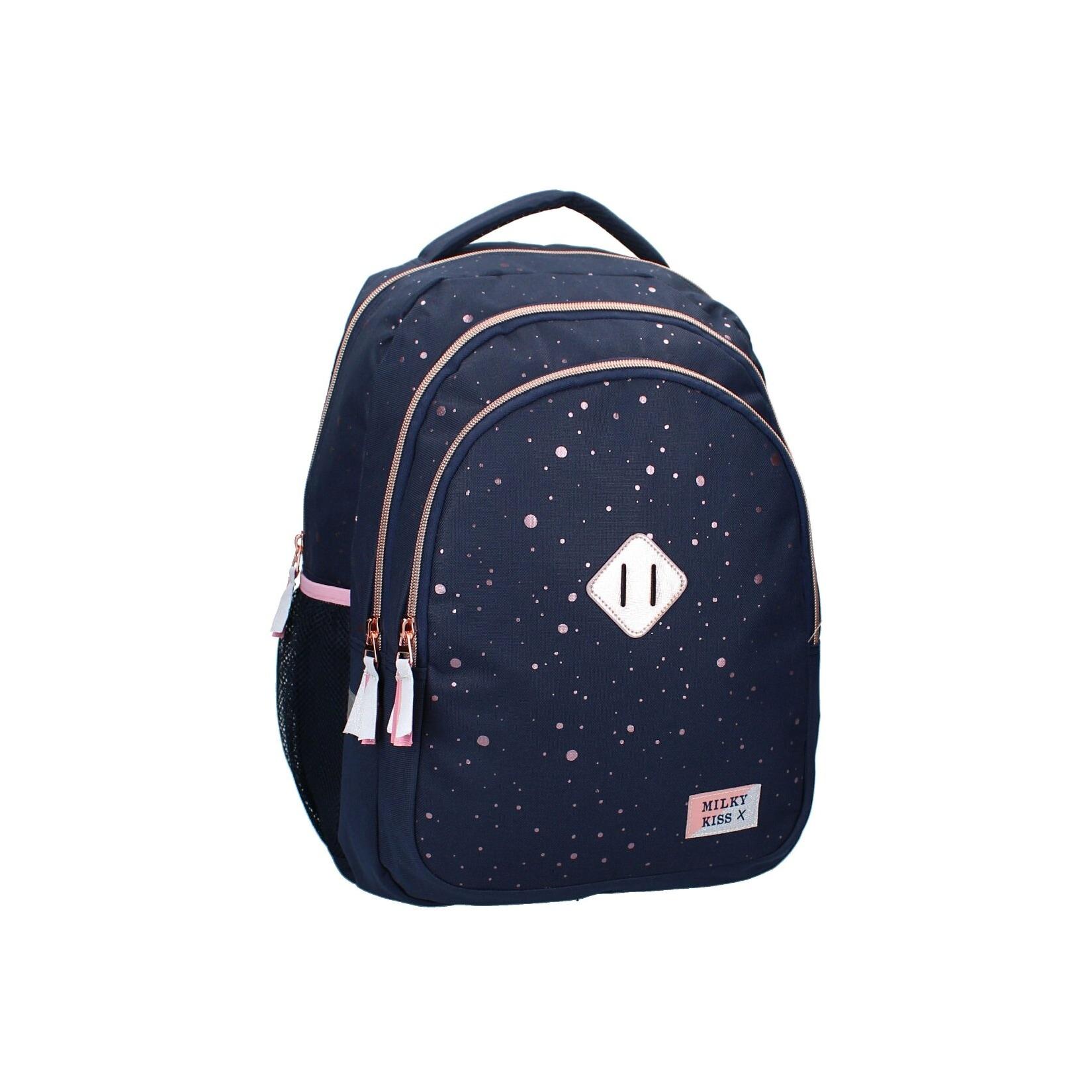 Milky Kiss Rucksack – gepolstert, 3 Fächer, rosa Punkte