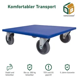 2 x Möbelroller (600 x 500 x 165 mm) 300 kg Traglast Gummi-Lenkrollen spurloses Rollverhalten Möbelhund BB-Verpackungen