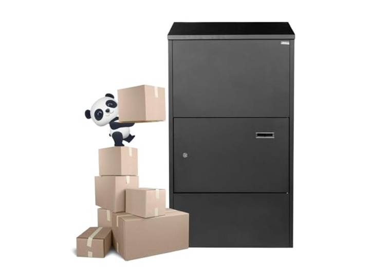 PakketPanda Maxi, pakketbrievenbus, 160 liter, brievenbus, stalen pakketbox voor thuis, pakketkast voor pakketten en brieven, XXXL, zwart, extra groot