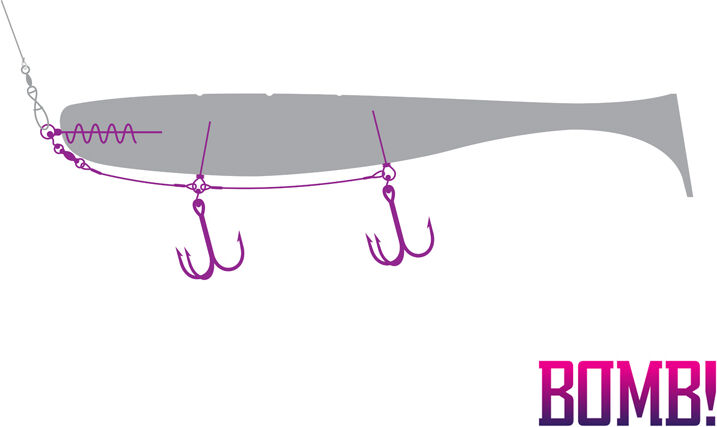 Delphin BOMB! Twisto MultiTRAP / 1 pcs #1/0 / 12cm / 18 kg Beige, Purple, Gray #1/0 / 12cm / 18 kg