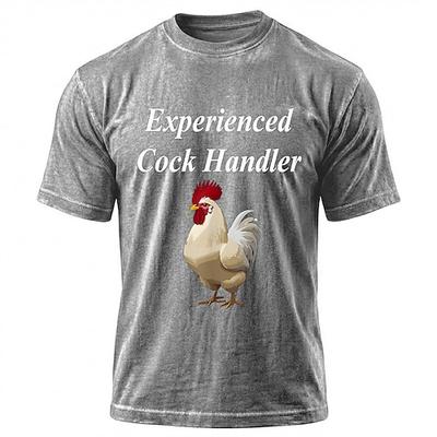 Lustiges T-Shirt mit Hahnenmotiv für erfahrene Hahnenhalter, gewaschene Baumwollmischung, Vintage-Lila, Unisex, Größen S, M, L, XL, XXL, XXXL
