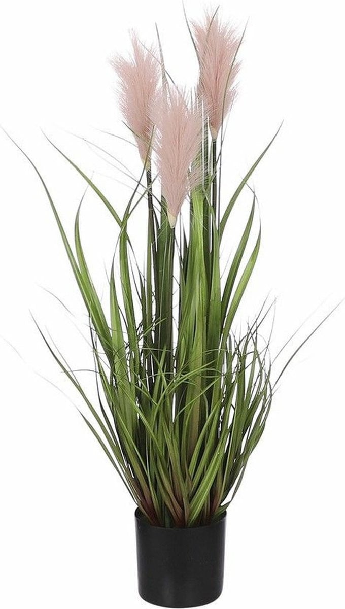 Mica Decorations Kunstplant Siergras Pluim - Groen/Roze - H80 x D35 cm
