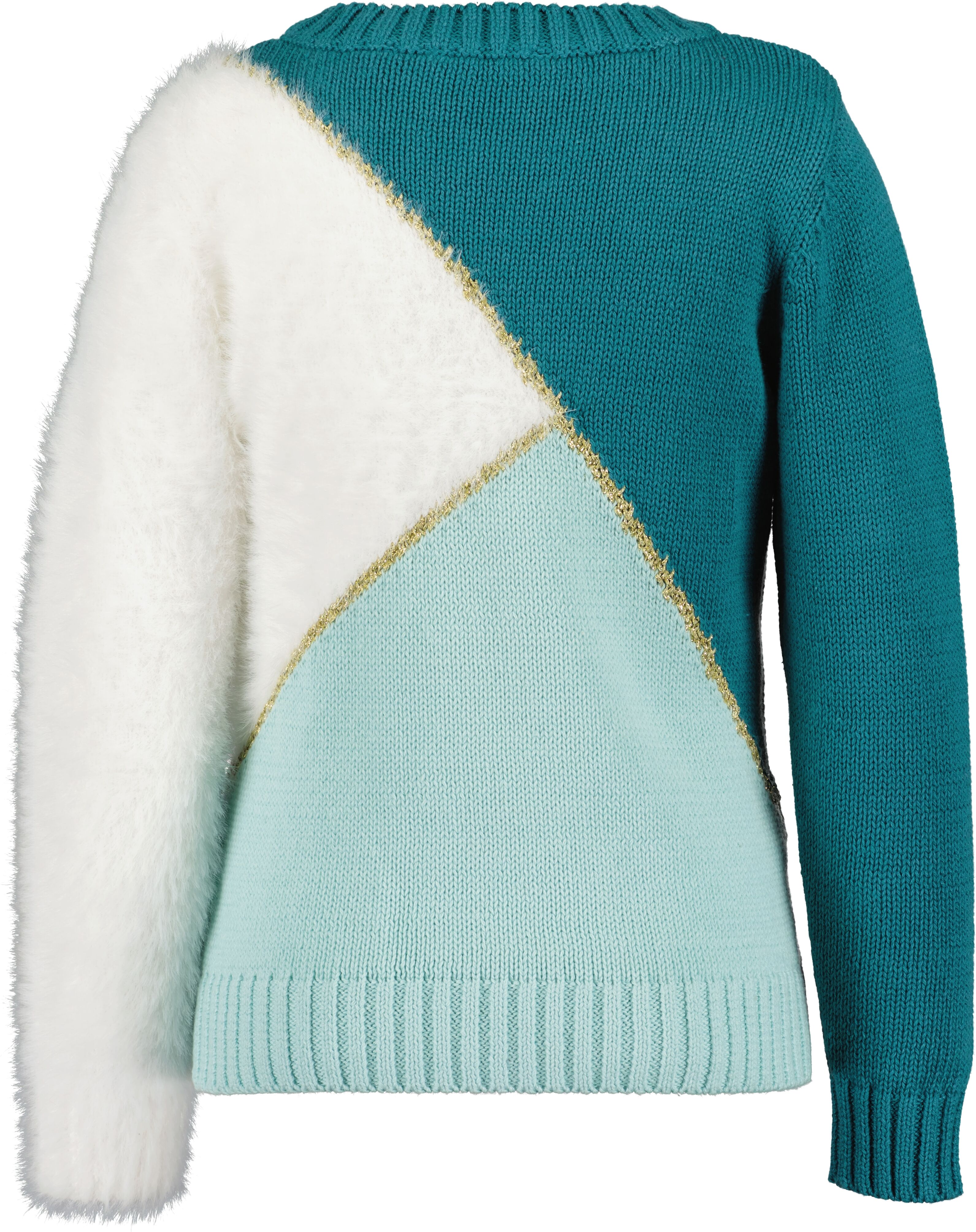 Strickpullover BLUE SEVEN, Mädchen, Gr. 104, bunt (gletscher), Strick, Obermaterial: 59% Baumwolle, 40% Polyamid, 1% Polyester, regular fit normal, Rundhals, Pullover Strickpullover gletscher 104