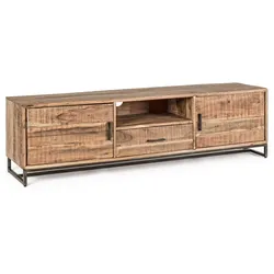 TV-Board Elmer aus Akazienholz, modernes Design, 175 cm, naturfarben, Metallgestell