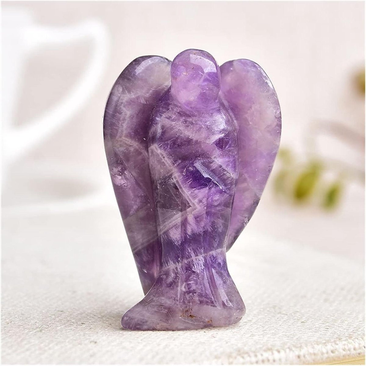Beschermengel Beeldje - Kristal Figuur - Natuursteen Ambacht - Multicolor - 40 mm