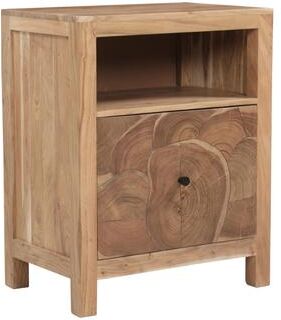 Taran Designs Cedric Solid Acacia Wood 1-Drawer File Cabinet with Open Shelf