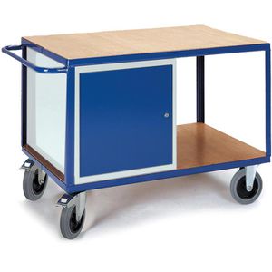 Rollcart Werkstattwagen 07-4318, Tragkraft 600kg, Montagewagen, 1200 x 800mm, 1 Ablage & 1 Schrank