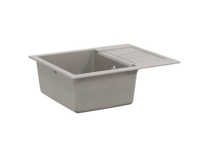KGTKGTYER Küchenspüle 620 x 500 mm Einbauspüle Quarz Harz Grau Hitzebeständig bis 280 C, Inklusive Abflussset, Kratzfest, Pflegeleicht