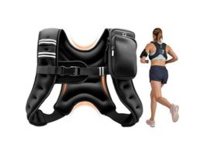 VEVOR Gewichtsvest 2,79 kg Trainingsvest met reflecterende strepen, verstelbare gesp en praktische opbergvakken, fitnessvest voor krachttraining, hardlopen, joggen, fitness en spieropbouw