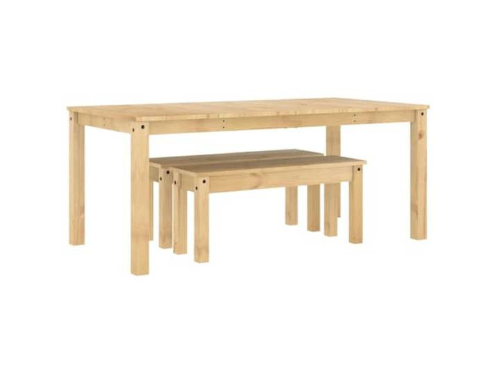 HKQWPBF 3-TLG. Essgruppe Panama Massivholz Kiefer Massivholz Kiefer, robuste Tischplatte, großzügige Essbänke, pflegeleicht, Küche Esszimmer