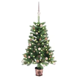 vidaXL Künstlicher Weihnachtsbaum mit Beleuchtung & Kugeln 90 cm Grün