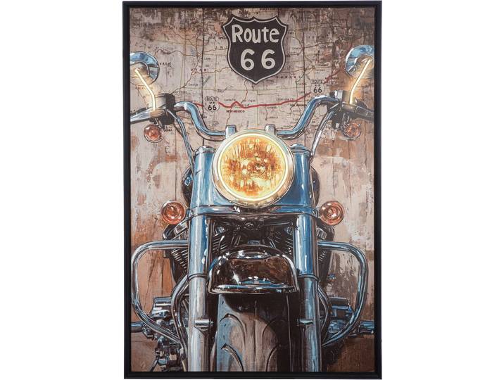 Leinwandbild GILDE Bild rechteckig Motorcycle , braun (farbe rahmen: schwarz, farbe bild(er): braun, silberfarben), B:82,5cm H:123cm T:4cm, Poly-Leinwand, Bilder, Leinwandbild