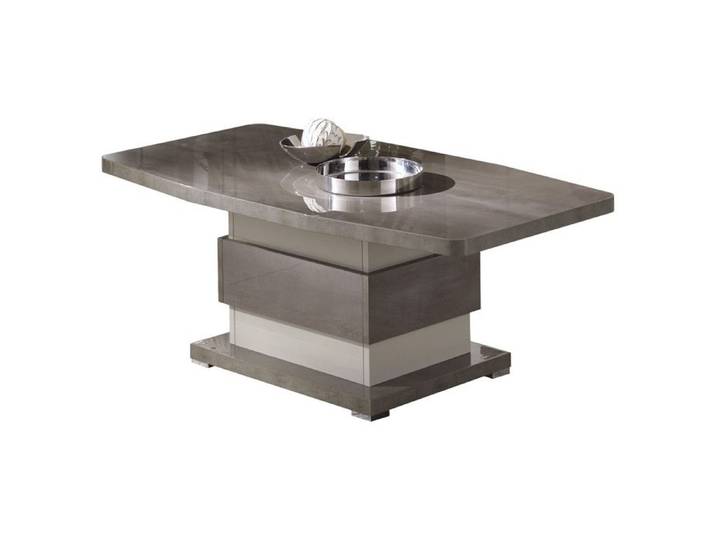 AUXANE - Table Basse Gris Acier Metallisé et Gris Perle Mat