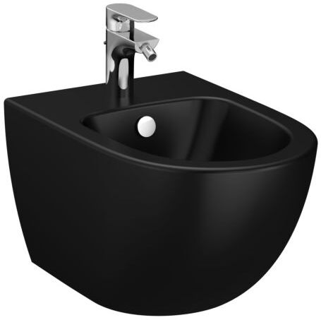 VitrA Sento Wand-Bidet 4338B483-1046 36,5x54cm, mit Überlauf, 1 Hahnloch mittig, schwarz matt VC