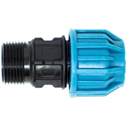 Jason Kupplung PP 25 mm x 1 Klemm x Außengewinde 16bar Schwarz/Blau DVGW/KIWA/WRAS/SVGW