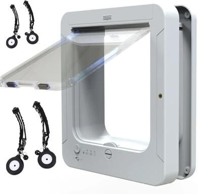 Uplift Picks Automatic Smart Cat Door With Microchip Sensor Direction Control For Dogs And Cats white (4 Pcs Sensors) 298x263mm