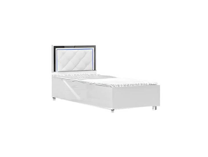 Xlmoebel Kinderbett XLMOEBEL Jugendbett mit LED-Beleuchtung in Weiß, Holzfurnier (Einzelartikel, Jugendbett mit LED-Beleuchtung), Made in Europa