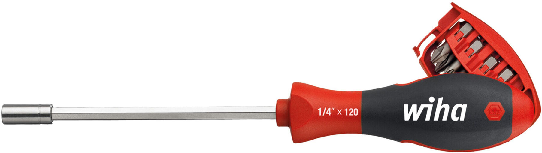 Wiha Schraubendreher mit Bit Magazin magnetisch gemischt mit 8 Bits, 1/4" (32901)