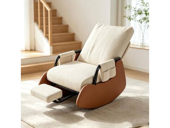 Relaxsessel mit Hocker mit Integrierter Fußablage Sanfte Schaukelbewegung kombiniert mit integrierter Fußablage für ausgewogenen Sitzkomfort.