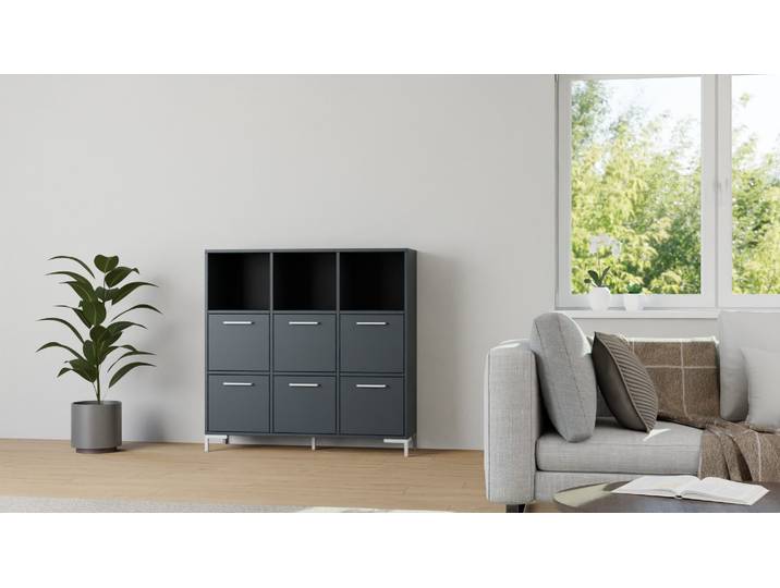 Elegantes Sideboard von Pickawood MDF Lackiert Anthrazit­grau RAL&nbsp;7016
