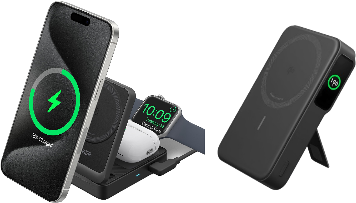 eufy Anker MagGo Kabellose Ladestation (Faltbar 3-in-1) + Anker MagGo Powerbank (10K) Schwarz