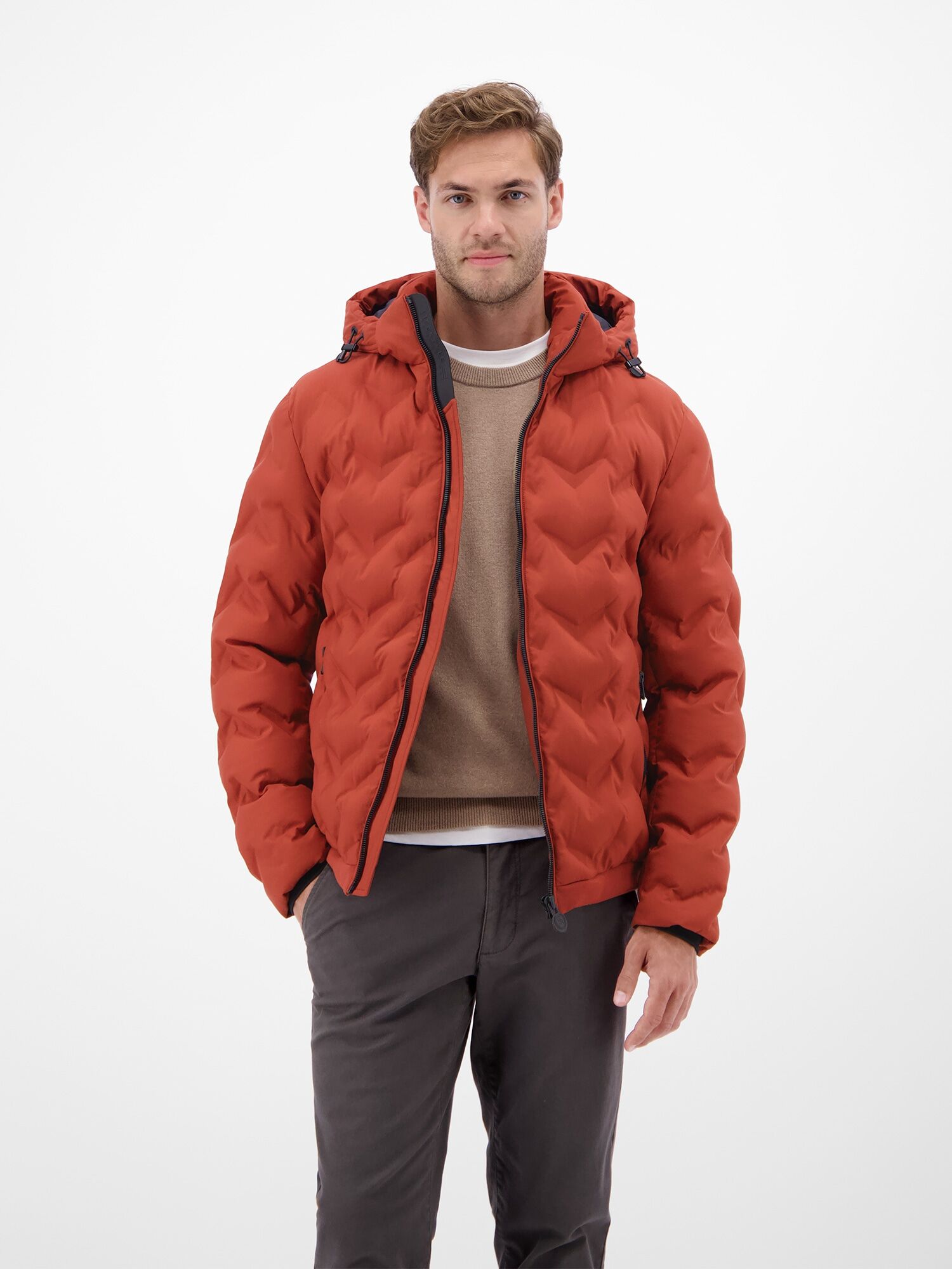 Steppjacke LERROS "Herren Funktions-Steppjacke", Herren, Gr. XXL, rot (burnt rot), 100% Polyester, Jacken Steppjacke burnt rot XXL