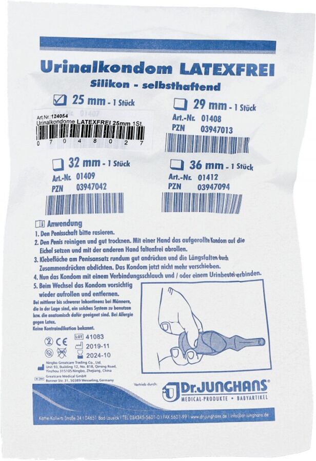 Urinal Kondom latexfr.29 mm selbsthaftend 1stk