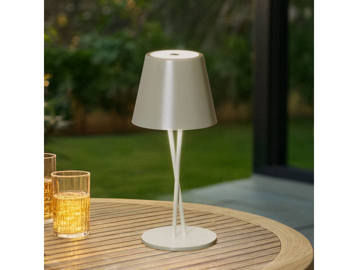 Lindby LED-Akkutischleuchte Janea CROSS, grün, Metall Lindby, dimmbar, grün, Metall, Modern
