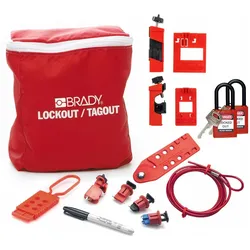 Brady, Zubehör Arbeitsschutz, LK-ELEC-PAD-RD, Lockout-Set für Elektriker + Vorhängschloss