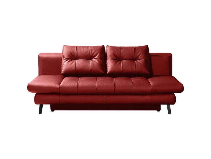 Novel Schlafsofa Liane, Rot, Metall, Echtleder, Rindleder, 2-Sitzer, 209x94x94 cm, Lederauswahl, Wohnzimmer, Sofas & Couches, Sofas, Ledersofas
