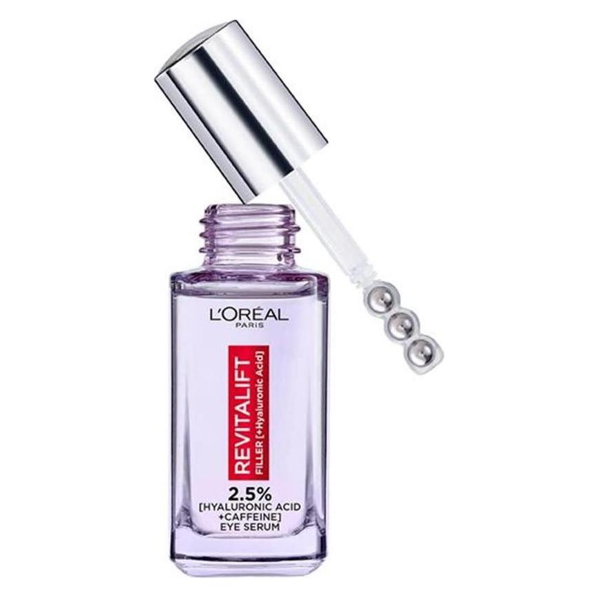L'Oréal Paris Hyaluronsäure und Koffein Revitalift Filler (Augenpflege Serum, 20 ml, Tag + Nacht) (3600524025540)