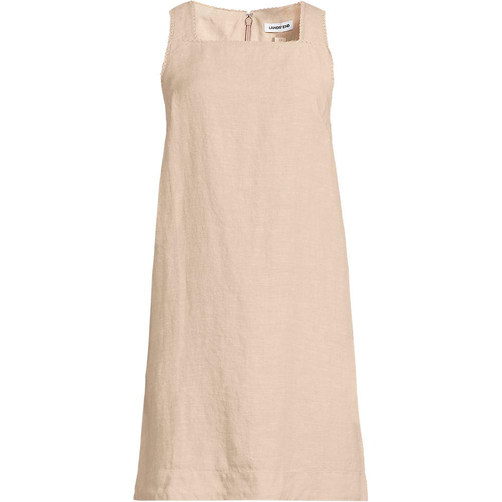 Premium Reinleinen-Shiftkleid in Tall-Größe, Damen, size: tall, Elfenbein, by Lands' End