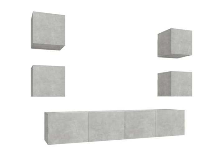 Makastle TV-Schrank Set 6-TLG. Betongrau Holzwerkstoff