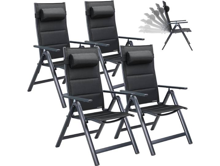 Casaria Tuinstoelen 4 Stuks – Aluminium Hoge Rugleuning – Zilver