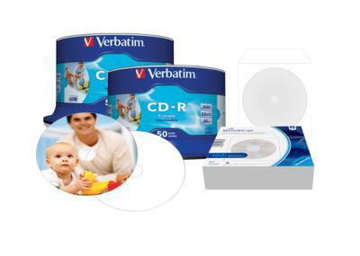 Aktionsset Verbatim CD-R AZO Printable, 700 MB, 50er Spindel Doppelpack + 100 Stück CD Papierhüllen