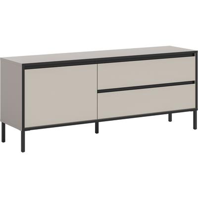 Lowboard HOME AFFAIRE "NORT, Breite: 150cm, mit Metall Stabfuß, 1 Klappe, 2 Schubkästen", beige (kaschmir nachbildung), B:150cm H:62cm T:38cm, Sideboards, Lowboard, TV-Lowboard, Mediaschrank, Mediaboard, TV-Schrank, Schrank, Board
