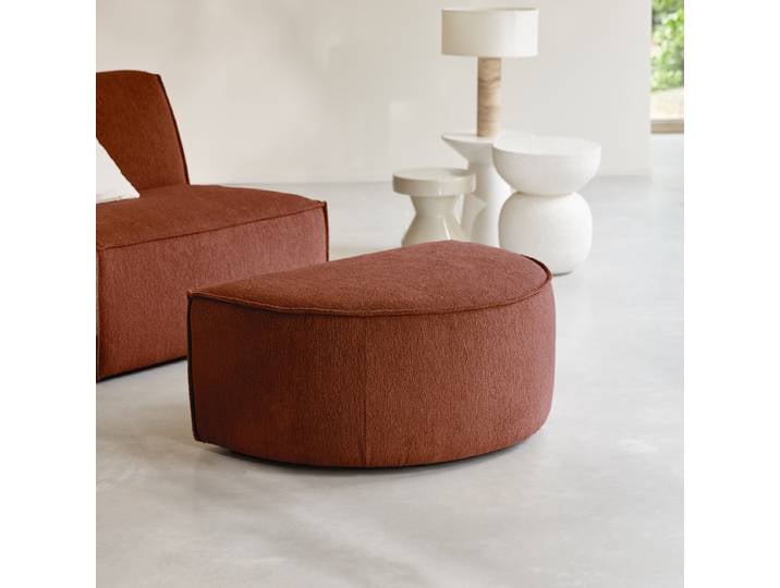 Fußhocker mit mahagonifarbenem Stoffbezug Dario - Rot - Fabric