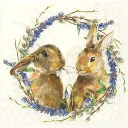 Papierservietten "Hasen im Kranz", 33 x 33 cm, 20 Stück