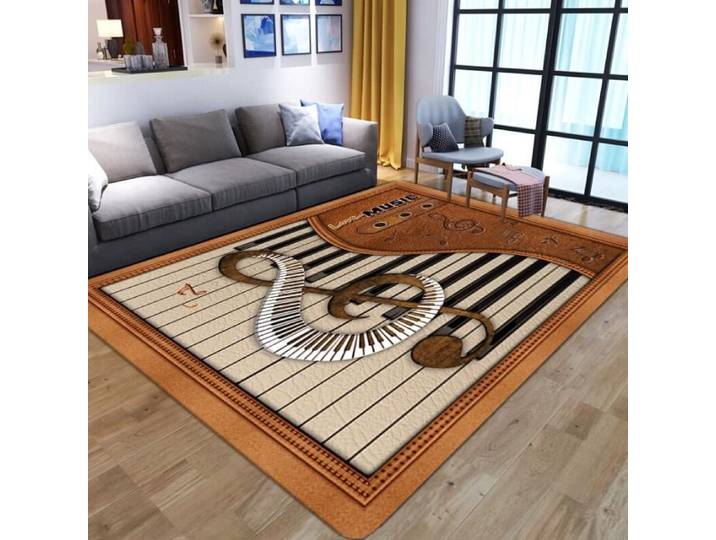 Tapis de sol imprimé guitare 3D - HVn-2511 - Enfant - Marron - 120x180cm - Antidérapant