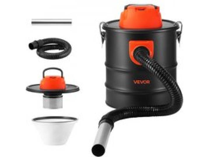 VEVOR Aschesauger 1200W Tragbarer Kaminsauger 15L Stahltank Schwarz/Orange, Staubsauger mit Blasfunktion für Kamin Pelletofen Grill & Feuerschalen, Dual-Filtersystem, mit Rollen Griff & 0,8 m Schlauch